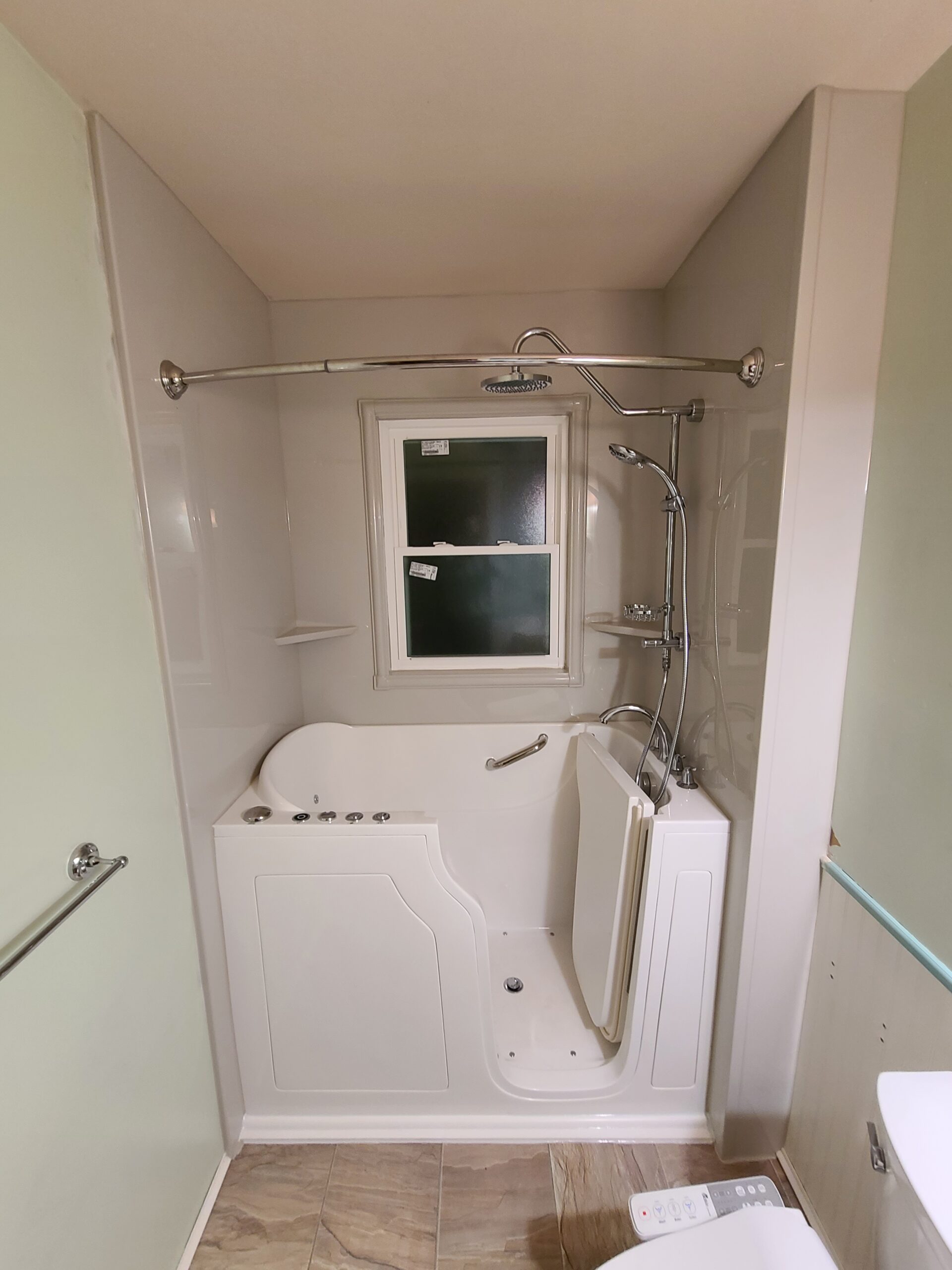 Bathroom project showing finished shower conversion details