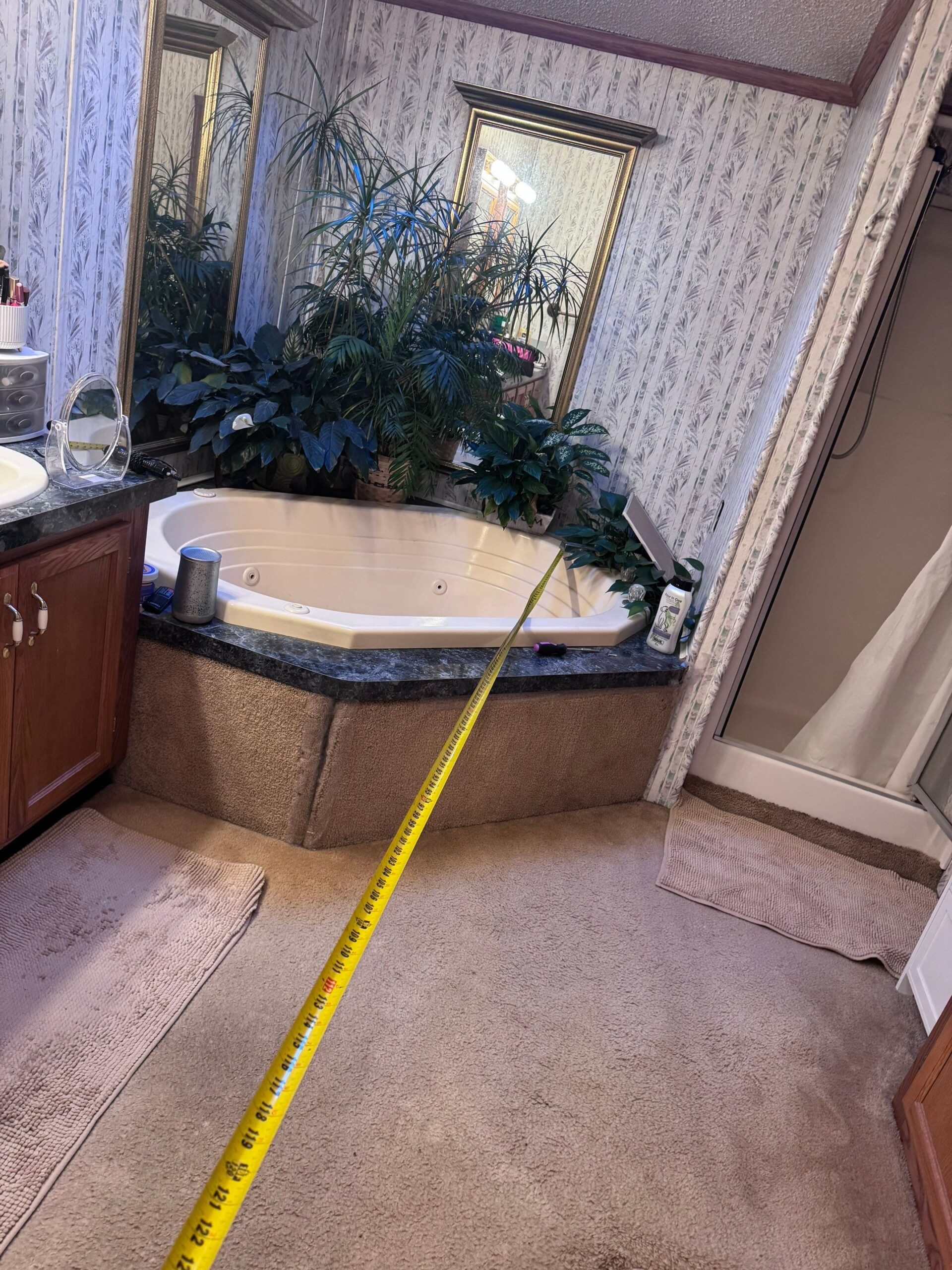 Finished bathroom renovation with updated shower space